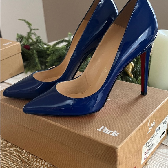 Christian Louboutin Pigalle 100 Navy Heels - Picture 2 of 5